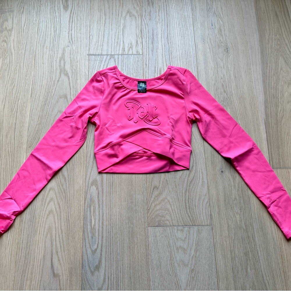 Off The Pole Crop Top Long Sleeve, size XS, pink